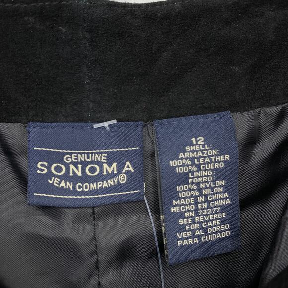 Sonoma Suede Skirt Womens 12 Black Midi High Waist Leather Lined Vintage - Picture 5 of 5